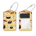 thumbnail image 1 of Square 2Pack PU Leather Japan Sushi Yellow Cruise Luggage Tag with Privacy Cover and Stainless Steel Ring - Suitable for Travel Handbags Backpacks Luggage Tags, 1 of 6