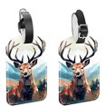 thumbnail image 1 of Square 2Pack PU Leather Jungle Elk Cruise Luggage Tag with Privacy Cover and Name ID Tag for Travel Handbags Backpacks Luggage Tags, 1 of 6