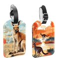 thumbnail image 1 of Square 2Pack PU Leather Kangaroo Cruise Luggage Tag with Privacy Cover and Name ID Tag for Travel Handbags Backpacks Luggage Tags, 1 of 6