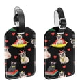 thumbnail image 1 of Square 2Pack PU Leather King Pug Puppy Dog Crown Cruise Luggage Tag with Privacy Cover and Name ID Tag for Travel Handbags Backpacks Luggage Tags, 1 of 6