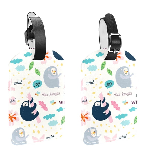Square 2Pack PU Leather Koala Wild Animal Cruise Luggage Tag with Privacy Cover and Name ID Tag for Travel Handbags Backpacks Luggage Tags