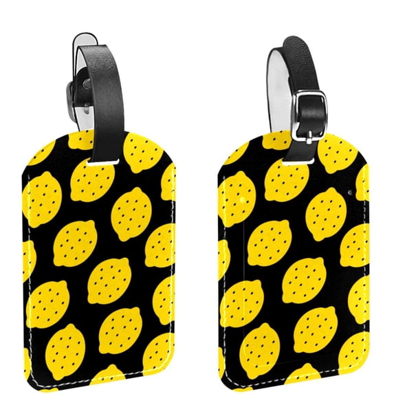 Square 2Pack PU Leather Lemon Cruise Luggage Tag with Privacy Cover and Name ID Tag for Travel Handbags Backpacks Luggage Tags