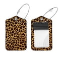 thumbnail image 1 of Square 2Pack PU Leather Leopard Pattern Cruise Luggage Tag with Privacy Cover and Stainless Steel Ring - Suitable for Travel Handbags Backpacks Luggage Tags, 1 of 6