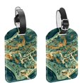 thumbnail image 1 of Square 2Pack PU Leather Map Cruise Luggage Tag with Privacy Cover and Name ID Tag for Travel Handbags Backpacks Luggage Tags, 1 of 6