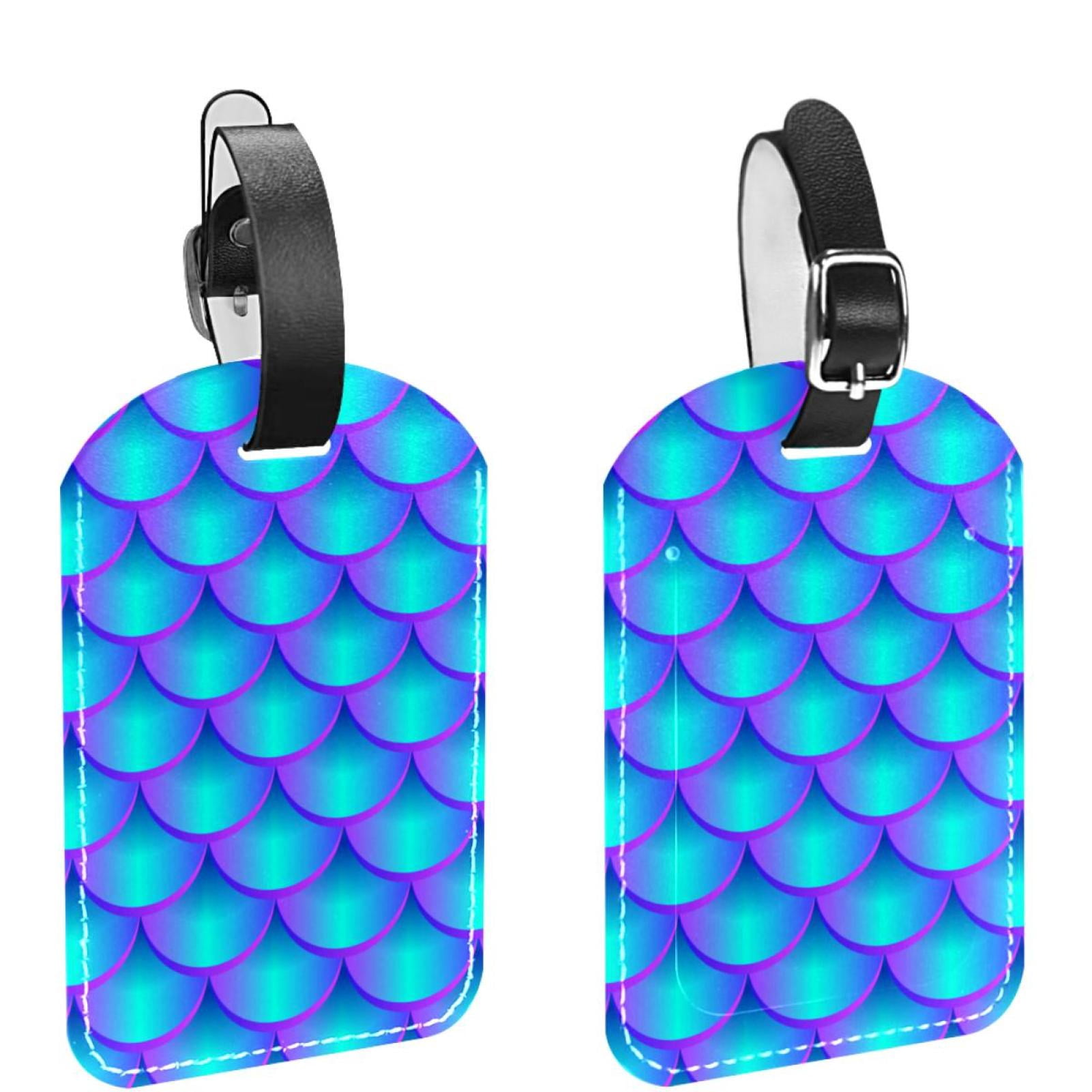 Square 2Pack PU Leather Mermaid Tale Cruise Luggage Tag with Privacy ...