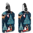thumbnail image 1 of Square 2Pack PU Leather Merry Chrismas Cruise Luggage Tag with Privacy Cover and Name ID Tag for Travel Handbags Backpacks Luggage Tags, 1 of 6