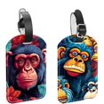 thumbnail image 1 of Square 2Pack PU Leather Monkey Cruise Luggage Tag with Privacy Cover and Name ID Tag for Travel Handbags Backpacks Luggage Tags, 1 of 6