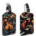 thumbnail image 1 of Square 2Pack PU Leather Musical Instrument Cruise Luggage Tag with Privacy Cover and Name ID Tag for Travel Handbags Backpacks Luggage Tags, 1 of 6