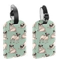 thumbnail image 1 of Square 2Pack PU Leather Mustard Green Dog Pug Cruise Luggage Tag with Privacy Cover and Name ID Tag for Travel Handbags Backpacks Luggage Tags, 1 of 6