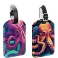 thumbnail image 1 of Square 2Pack PU Leather Octopus Cruise Luggage Tag with Privacy Cover and Name ID Tag for Travel Handbags Backpacks Luggage Tags, 1 of 6