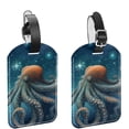 thumbnail image 1 of Square 2Pack PU Leather Octopus Cruise Luggage Tag with Privacy Cover and Name ID Tag for Travel Handbags Backpacks Luggage Tags, 1 of 6