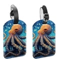 thumbnail image 1 of Square 2Pack PU Leather Octopus Cruise Luggage Tag with Privacy Cover and Name ID Tag for Travel Handbags Backpacks Luggage Tags, 1 of 6