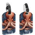 thumbnail image 1 of Square 2Pack PU Leather Octopus Cruise Luggage Tag with Privacy Cover and Name ID Tag for Travel Handbags Backpacks Luggage Tags, 1 of 6