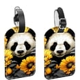 thumbnail image 1 of Square 2Pack PU Leather Panda Sunflower Cruise Luggage Tag with Privacy Cover and Name ID Tag for Travel Handbags Backpacks Luggage Tags, 1 of 6