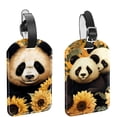 thumbnail image 1 of Square 2Pack PU Leather Panda Sunflower Cruise Luggage Tag with Privacy Cover and Name ID Tag for Travel Handbags Backpacks Luggage Tags, 1 of 6