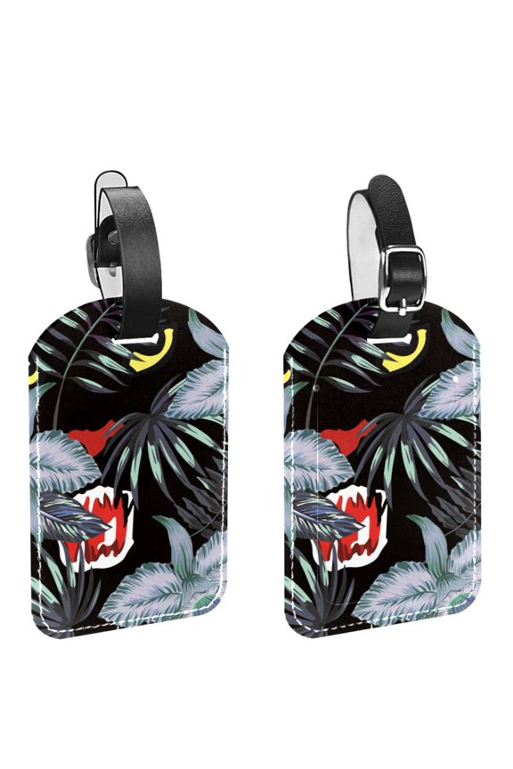 Square 2Pack PU Leather Panther in the Jungle Cruise Luggage Tag with Privacy Cover and Name ID Tag for Travel Handbags Backpacks Luggage Tags