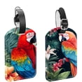 thumbnail image 1 of Square 2Pack PU Leather Parrot Cruise Luggage Tag with Privacy Cover and Name ID Tag for Travel Handbags Backpacks Luggage Tags, 1 of 6