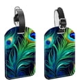 thumbnail image 1 of Square 2Pack PU Leather Peacock Feather Cruise Luggage Tag with Privacy Cover and Name ID Tag for Travel Handbags Backpacks Luggage Tags, 1 of 6