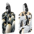 thumbnail image 1 of Square 2Pack PU Leather Penguin Cruise Luggage Tag with Privacy Cover and Name ID Tag for Travel Handbags Backpacks Luggage Tags, 1 of 6