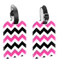 thumbnail image 1 of Square 2Pack PU Leather Pink Black Texture Cruise Luggage Tag with Privacy Cover and Name ID Tag for Travel Handbags Backpacks Luggage Tags, 1 of 6
