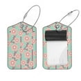 thumbnail image 1 of Square 2Pack PU Leather Pink Peach Blossom Cruise Luggage Tag with Privacy Cover and Stainless Steel Ring - Suitable for Travel Handbags Backpacks Luggage Tags, 1 of 6