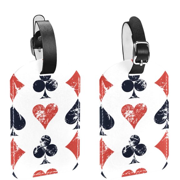 Square 2Pack PU Leather Playings Cards Cruise Luggage Tag with Privacy Cover and Name ID Tag for Travel Handbags Backpacks Luggage Tags