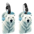 thumbnail image 1 of Square 2Pack PU Leather Polar Bear Cruise Luggage Tag with Privacy Cover and Name ID Tag for Travel Handbags Backpacks Luggage Tags, 1 of 6