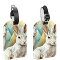 thumbnail image 1 of Square 2Pack PU Leather Rabbit Cruise Luggage Tag with Privacy Cover and Name ID Tag for Travel Handbags Backpacks Luggage Tags, 1 of 6