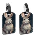 thumbnail image 1 of Square 2Pack PU Leather Rabbit Cruise Luggage Tag with Privacy Cover and Name ID Tag for Travel Handbags Backpacks Luggage Tags, 1 of 6