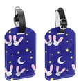 thumbnail image 1 of Square 2Pack PU Leather Rabbits Yellow Stars Royal Cruise Luggage Tag with Privacy Cover and Name ID Tag for Travel Handbags Backpacks Luggage Tags, 1 of 6