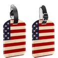thumbnail image 1 of Square 2Pack PU Leather Retro American Flag Cruise Luggage Tag with Privacy Cover and Name ID Tag for Travel Handbags Backpacks Luggage Tags, 1 of 6
