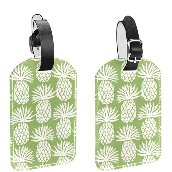 Square 2Pack PU Leather Retro Flowers Floral Cruise Luggage Tag with Privacy Cover and Name ID Tag for Travel Handbags Backpacks Luggage Tags