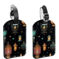 thumbnail image 1 of Square 2Pack PU Leather Retro Lantern Cruise Luggage Tag with Privacy Cover and Name ID Tag for Travel Handbags Backpacks Luggage Tags, 1 of 6