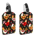 thumbnail image 1 of Square 2Pack PU Leather Rooster Chicken Floral Cruise Luggage Tag with Privacy Cover and Name ID Tag for Travel Handbags Backpacks Luggage Tags, 1 of 6