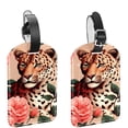 thumbnail image 1 of Square 2Pack PU Leather Rose and Leopard Cruise Luggage Tag with Privacy Cover and Name ID Tag for Travel Handbags Backpacks Luggage Tags, 1 of 6