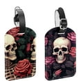 thumbnail image 1 of Square 2Pack PU Leather Roses and Skull Cruise Luggage Tag with Privacy Cover and Name ID Tag for Travel Handbags Backpacks Luggage Tags, 1 of 6