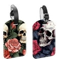 thumbnail image 1 of Square 2Pack PU Leather Roses and Skull Cruise Luggage Tag with Privacy Cover and Name ID Tag for Travel Handbags Backpacks Luggage Tags, 1 of 6