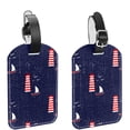 thumbnail image 1 of Square 2Pack PU Leather Sailboat Lighthouse Cruise Luggage Tag with Privacy Cover and Name ID Tag for Travel Handbags Backpacks Luggage Tags, 1 of 6