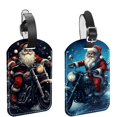 thumbnail image 1 of Square 2Pack PU Leather Santa Claus Motorcycle Cruise Luggage Tag with Privacy Cover and Name ID Tag for Travel Handbags Backpacks Luggage Tags, 1 of 6