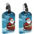 thumbnail image 1 of Square 2Pack PU Leather Santa Claus Riding Sleigh Cruise Luggage Tag with Privacy Cover and Name ID Tag for Travel Handbags Backpacks Luggage Tags, 1 of 6