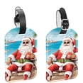 thumbnail image 1 of Square 2Pack PU Leather Santa Claus Vacation Cruise Luggage Tag with Privacy Cover and Name ID Tag for Travel Handbags Backpacks Luggage Tags, 1 of 6