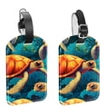 thumbnail image 1 of Square 2Pack PU Leather Sea Turtle Cruise Luggage Tag with Privacy Cover and Name ID Tag for Travel Handbags Backpacks Luggage Tags, 1 of 6