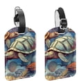 thumbnail image 1 of Square 2Pack PU Leather Sea Turtle Cruise Luggage Tag with Privacy Cover and Name ID Tag for Travel Handbags Backpacks Luggage Tags, 1 of 6