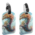 thumbnail image 1 of Square 2Pack PU Leather Seahorse Cruise Luggage Tag with Privacy Cover and Name ID Tag for Travel Handbags Backpacks Luggage Tags, 1 of 6