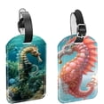 thumbnail image 1 of Square 2Pack PU Leather Seahorse Cruise Luggage Tag with Privacy Cover and Name ID Tag for Travel Handbags Backpacks Luggage Tags, 1 of 6