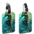 thumbnail image 1 of Square 2Pack PU Leather Seahorse Cruise Luggage Tag with Privacy Cover and Name ID Tag for Travel Handbags Backpacks Luggage Tags, 1 of 6