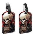 thumbnail image 1 of Square 2Pack PU Leather Skeleton Cruise Luggage Tag with Privacy Cover and Name ID Tag for Travel Handbags Backpacks Luggage Tags, 1 of 6