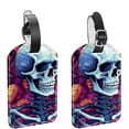 thumbnail image 1 of Square 2Pack PU Leather Skeleton Cruise Luggage Tag with Privacy Cover and Name ID Tag for Travel Handbags Backpacks Luggage Tags, 1 of 6