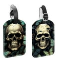 thumbnail image 1 of Square 2Pack PU Leather Skull Butterfly Cruise Luggage Tag with Privacy Cover and Name ID Tag for Travel Handbags Backpacks Luggage Tags, 1 of 6