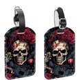 thumbnail image 1 of Square 2Pack PU Leather Skull Cruise Luggage Tag with Privacy Cover and Name ID Tag for Travel Handbags Backpacks Luggage Tags, 1 of 6